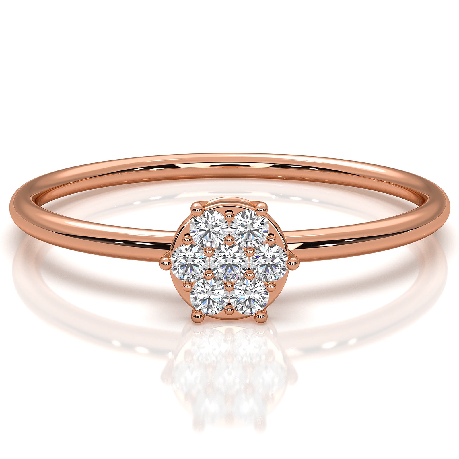 Minimalist Fashionable Petite Round Lab Diamond Prong Set Ring 0.09ctw.